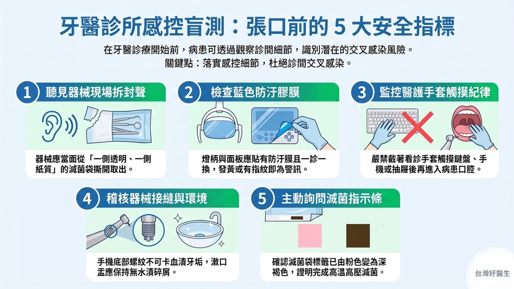 牙醫診所感控盲測:張口前的五大安全指標